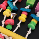 Colorful Moveable Parrot Bird Toys Swing Wood Cotton Chew Rope Funny Toys