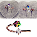 Womens Cubic Zircon Crystal Rhinestone Ring Open Adjustable Fashion Jewelry
