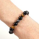 10mm Black Obsidian Tiger Eye Stone Chakra Bracelets Natural Gemstones-Bead W9V1