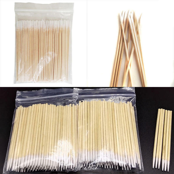 100pcs Wood Wooden Handle Stick Cotton Swabs Buds Cleaning Tool Medical Makeup