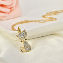Girls Lovely Cute Crystal Cat Pendant Chain Necklace Animal Jewelry