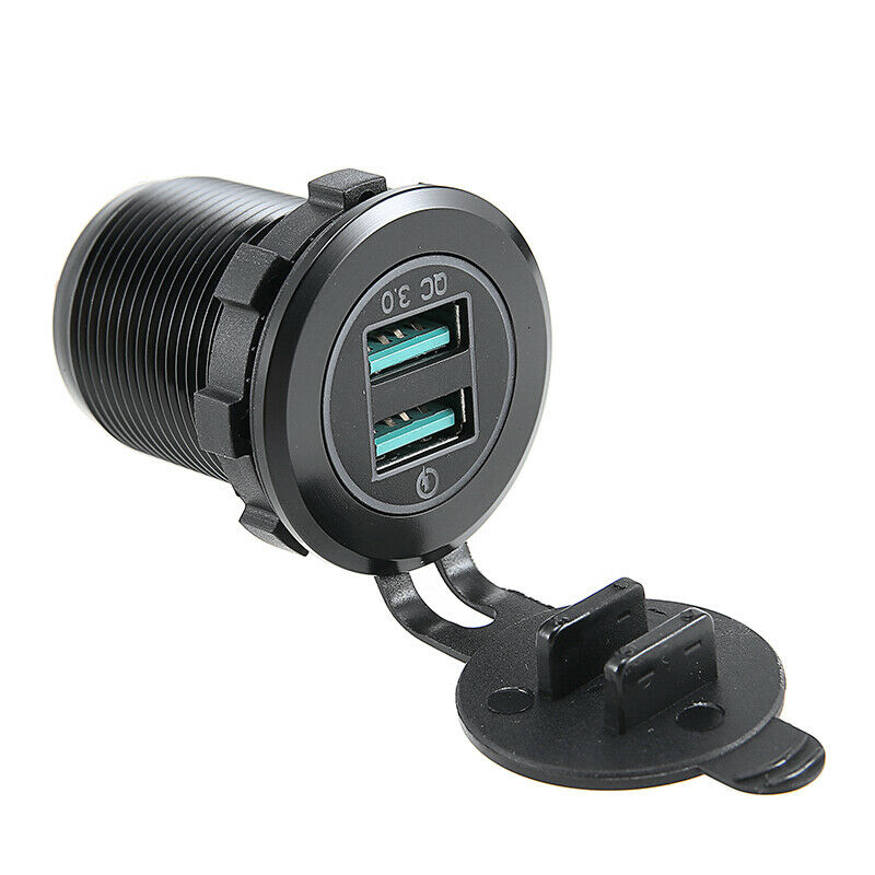 For Car Boat Truck QC3.0 Dual USB Fast Charger Adapter Socket Power Outlet 12V