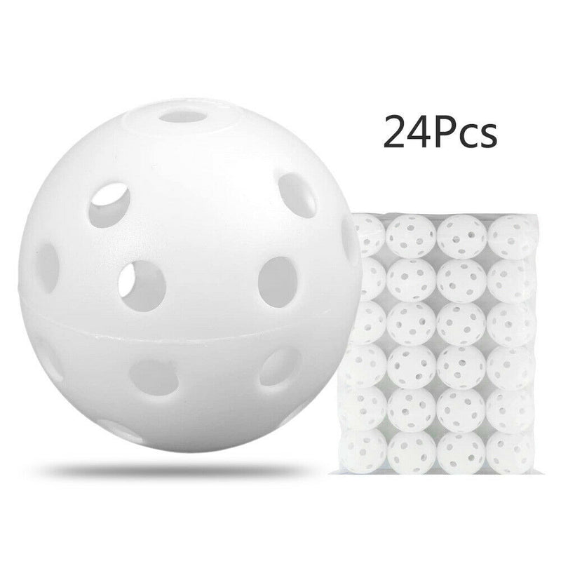 24Pcs Air Flow Hollow Practice Ball Pack Plastic For Golf Tennis Hit Training