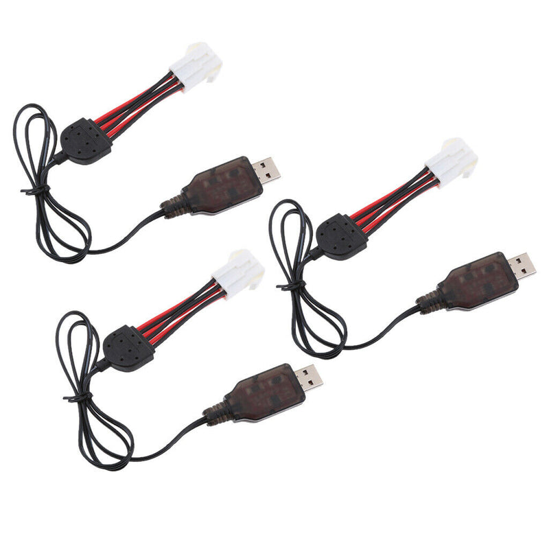 3x Premium 9.6V USB To EL-6P Li-po Battery Charger Cable for RC Drone Toys