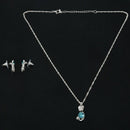 Women Fashion Rhinestone Cat Ear Stud Earrings Necklace Jewelry Set Q7C4