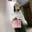 Women Plush Leopard Shoulder Handbag Large Crossbody Bags (1 Rose Red)