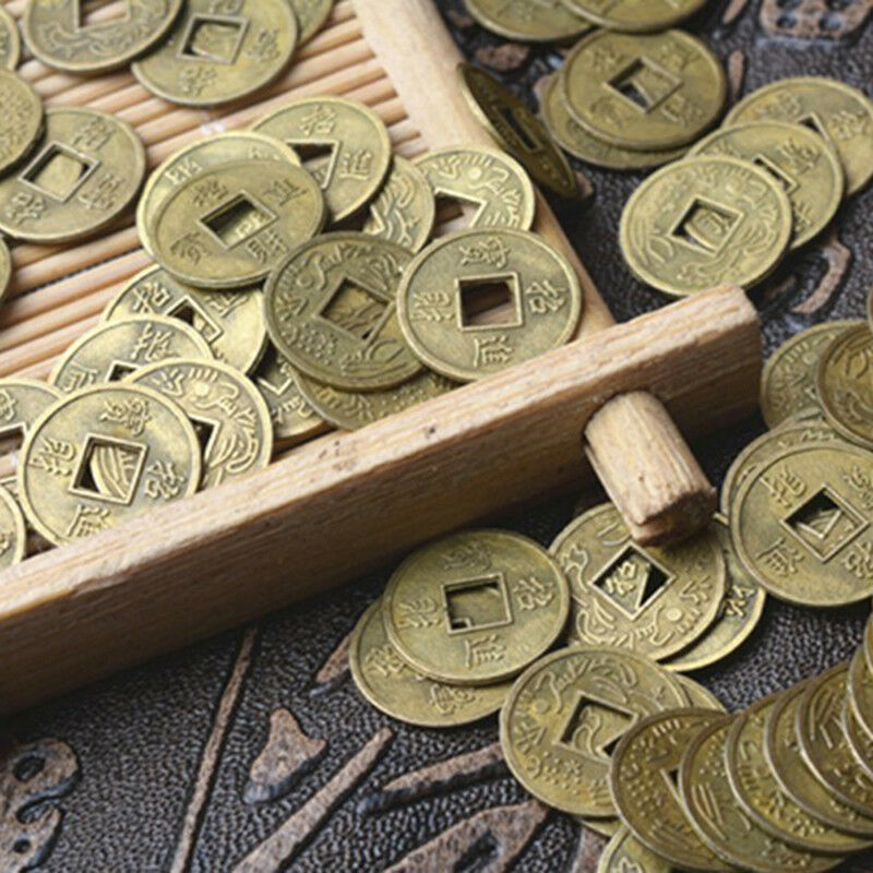 100Pcs Feng Shui Coins Ancient Chinese I Ching Coins For Health Wealth Charm M&O