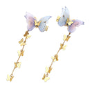 2pcs Womens Dangle Tassel Beads Hair Clip Chiffon Butterfly Hair Accessories