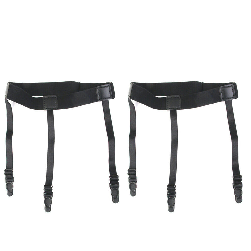 Men's Shirt Stays Holders Elastic Garter with Non-slip Locking Clamps Black