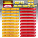 20X Red+Amber 9 LED Sealed Side Marker Clearance Light For Truck Trailer Bus 12V