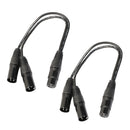 2 Pack of 3 Pin XLR Splitter Cable, Female to 2 Male XLR Y Cable - 1Ft