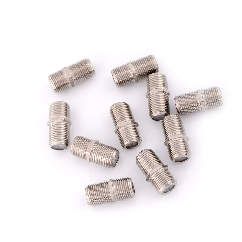 10pcs Aluminium Alloy Connector F Plug Coupler Adapter HD TV Coax Cable LJ