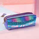1 Pcs Novelty Glitter Scale Tassel Pu Pencil Case Double Zipper Large Capac