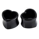 1 Pair Acrylic Hollow Heart Ear Tunnels Plugs Ear lets 16mm Black