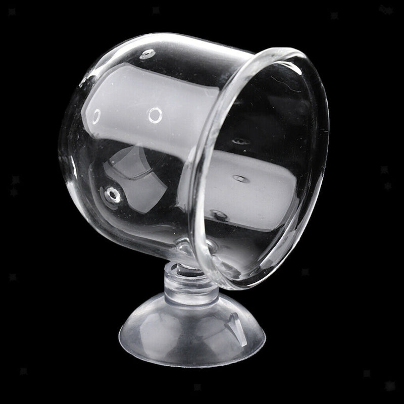 2Pcs Aquarium Fish Tank Feeding Glass Cup Aquatic Plant Crystal Holder Feeder