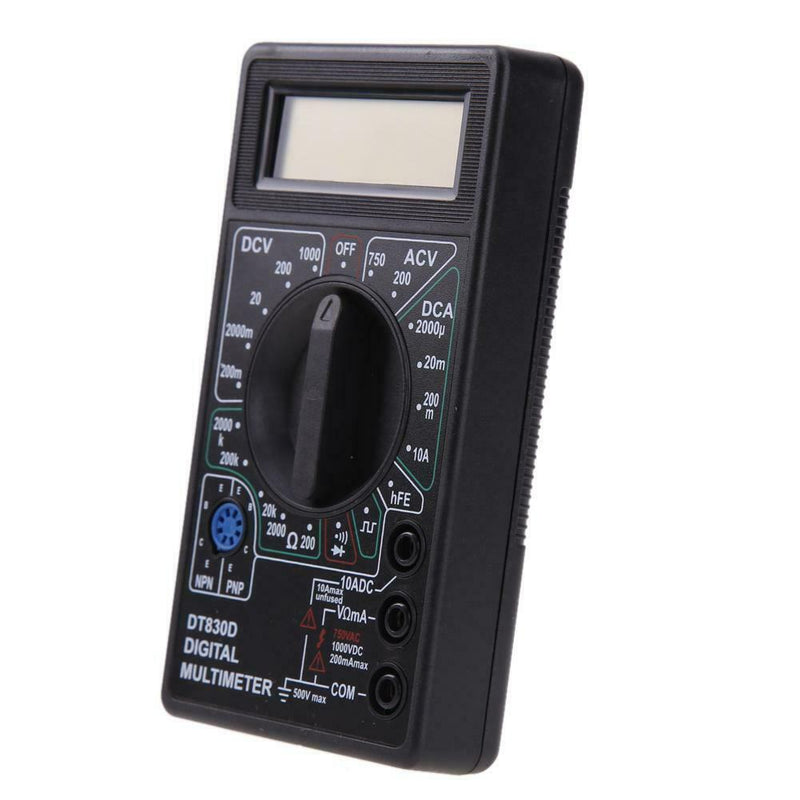 Digital Multimeter Ohm Voltmeter Ammeter AVO Meter DT830D Test Leads LCD