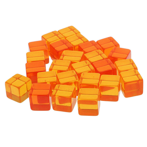 25 Pieces D6 Six Sided Transparent Blank Dices Board Game Transparent Orange