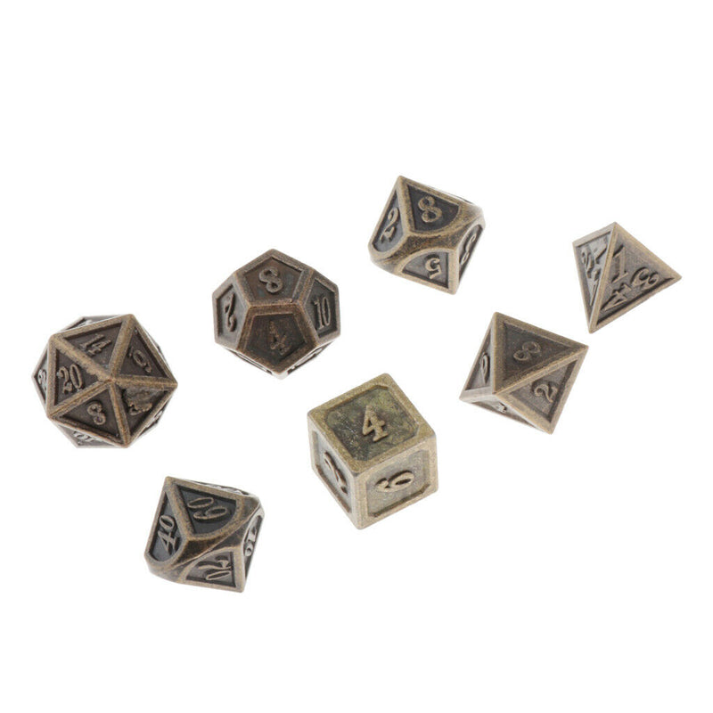 7 Pieces Durable Metal Dices Set - DND Game Polyhedral Solid Metal D&D Dice Set