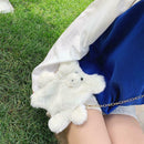 Cute Plush Bear Winter Crossbody Bag Women Crossbody Satchel Bags (White)