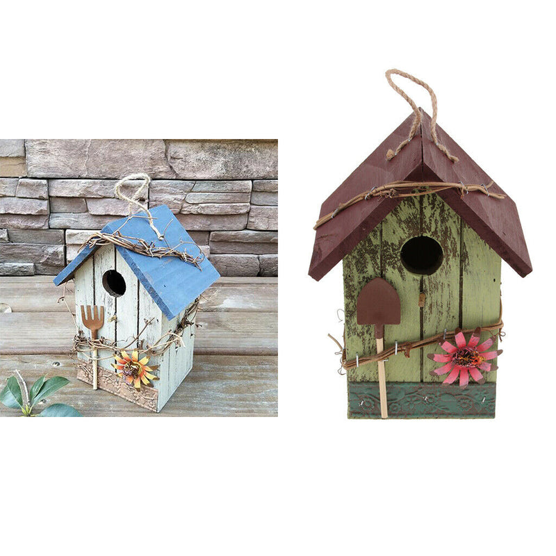 2 Pcs Warm Wooden Bird House Garden Nursery Hanging Decor Decorative Birds Nest