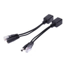 Power Over Ethernet PoE Adapter Injector + Splitter Kit PoE Cable Black