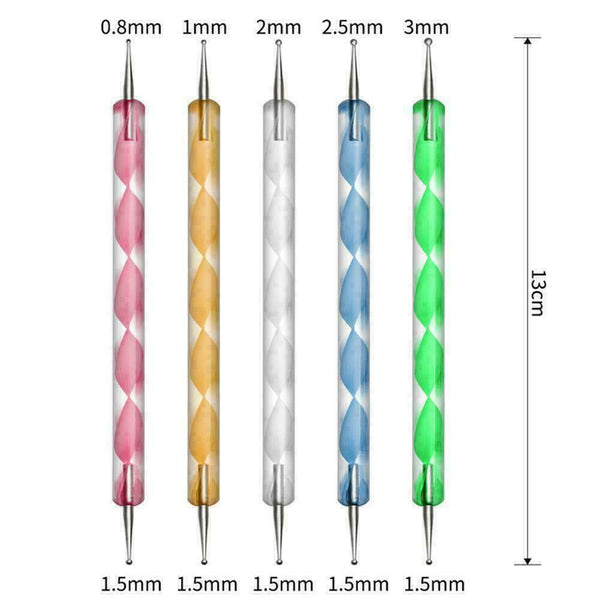 5Pcs Nail Art Dotting Pen Crystal Marbleizing Tool Kit Set Manicure Paintin B5H7