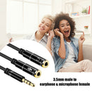 1 Male to 2 Female 3.5mm Audio Cable Headphone Mic AUX Y Splitter Adapter