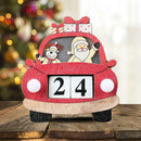 Christmas Calendar Pendant Wooden Santa Claus Home Office Desktop Ornament Decor