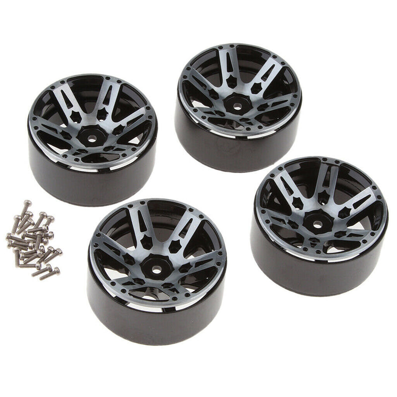 1.9 Inch RC Crawler Metal Beadlock Wheel Rim for 1/10 RC Car Accessory black