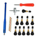 23pcs/set Car Valve Core+Valve Stem+Core Remover+Plastic Stem Puller+4 Way Tool