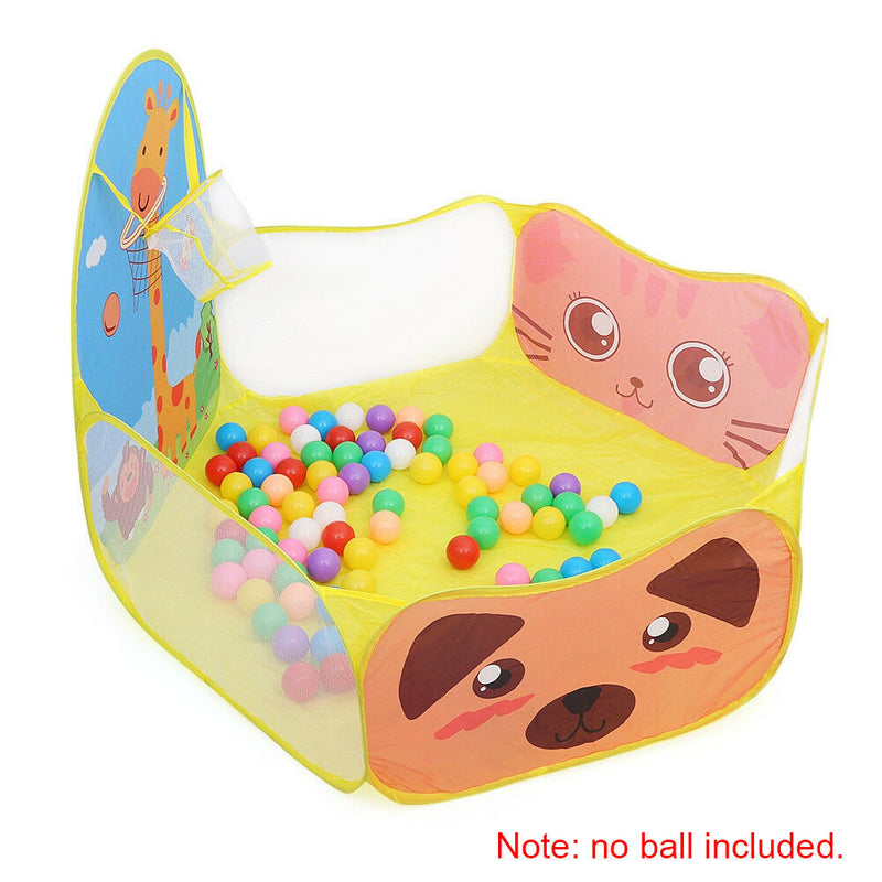 Foldable Baby Ball Pool Play Tent Kid Balls Pit Playpens Yard w/ Basketball Hoop