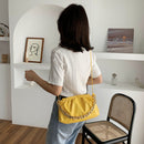 Women Pleated Shoulder Bag Chain Totes PU Cloud Messenger Handbag (Yellow)