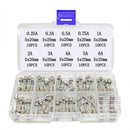 100pcs/set 5x20mm Flat-headed Fuse Assorted Kits Quick Blow Glass Tube Fuse