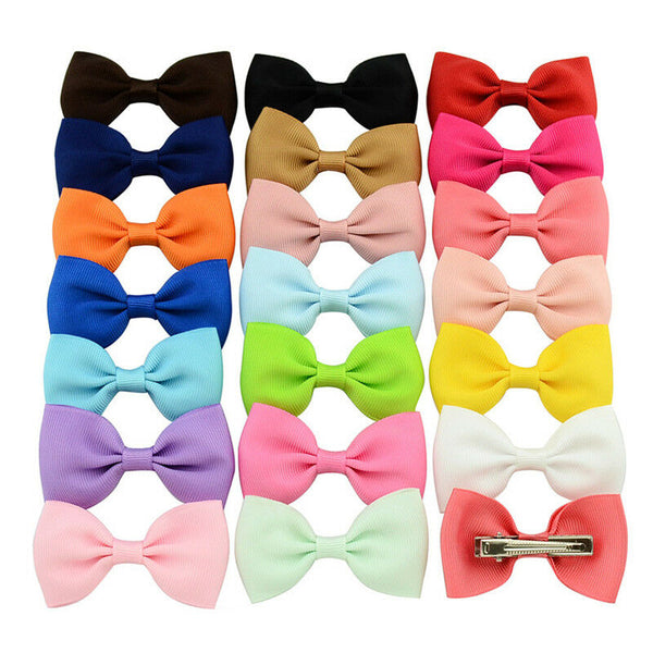 20Pcs Hair Bows Band Boutique Alligator Clip Grosgrain Ribbon For Girl Baby H`US