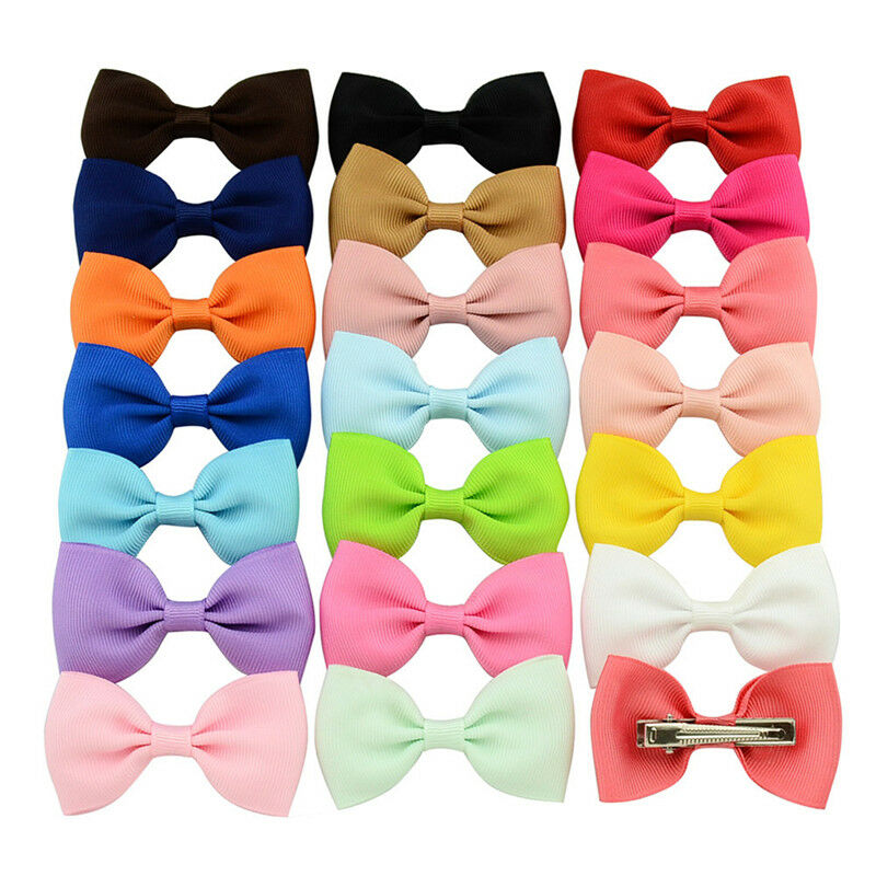 20Pcs Hair Bows Band Boutique Alligator Clip Grosgrain Ribbon For Girl Baby H`US