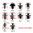 100Pcs Trunk Screw Rivets Set Car Bumper Fender For Auto Plastic Fastener Clips