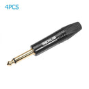4pcs 6.35mm Mono Jack Male Plug Connector DIY Soldering Plug for Microphone Set