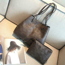 2pcs/set Women Clutch Large Handbag Shoulder Messenger Bags (Dark Brown)