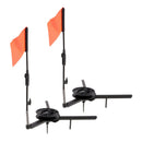 2pcs Triangular Ice Fishing Rods Poles Ice Fishing Tip-Ups with Orange Flag