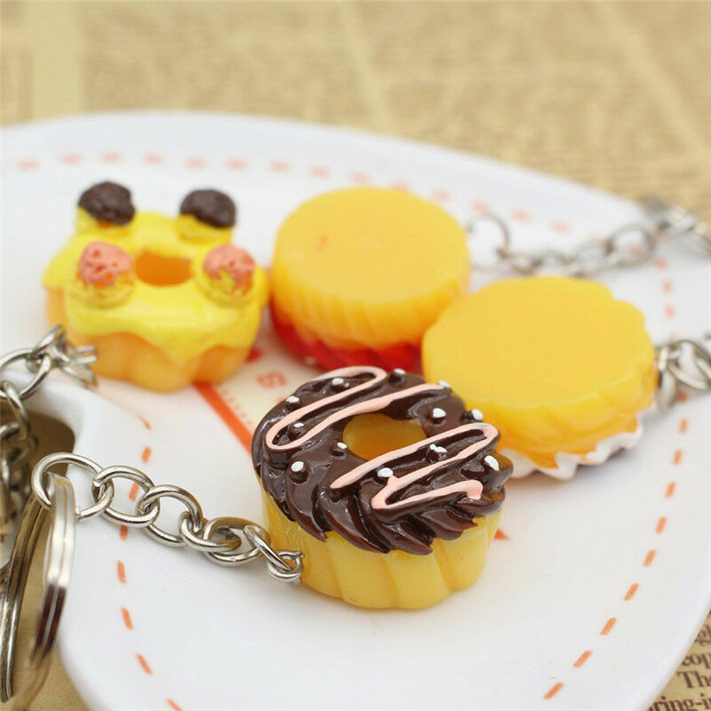 Sweet Cake Keychain Pendant Bread Food Keyring Gift  Bag Purse Key Chain Jewe LJ