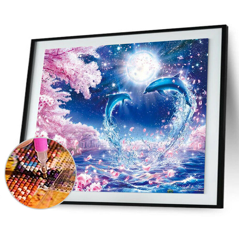 Dolphin 5D Diamond Painting Embroidery DIY Cross Stitch Kit Home Needlework