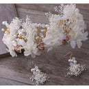 Bridal Hair Rhinestone Wedding Anniversary Prom Flower Jewelry With Earring