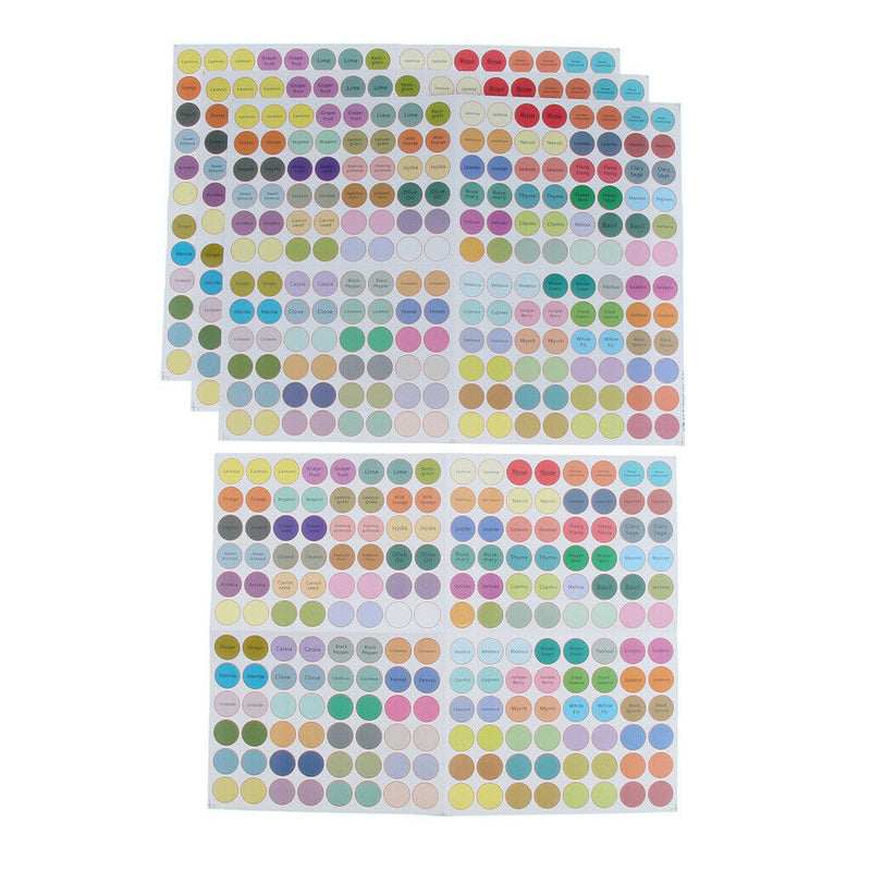 4 Sheets Essential Oil Bottle Cap Labels Aromatherapy Vial Stickers  English