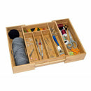 1X(Retractable Multi-Functional Bamboo Storage Box Cutlery Tray Bamboo Draw