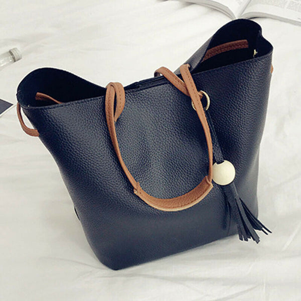 Women Handbags 4Pcs Set Pu Leather Tote Bag Shoulder Crossbody Bag Purse Pu X4R3