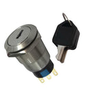 19mm Metal Key Switch Lock 2 Position Selector Latching Rotary Switch + Keys