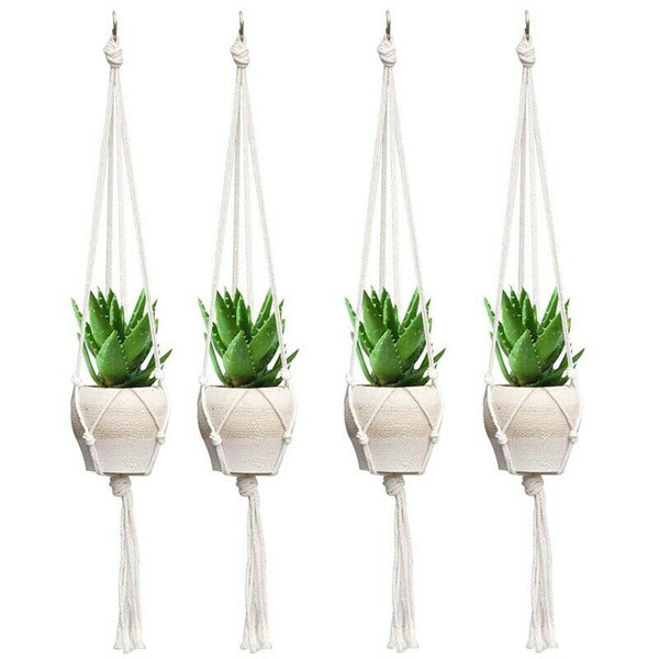 4 Pcs Macrame Plant Hanger Set Hanging Planter Handmade Cotton Rope For Ind
