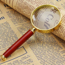50mm 8X Handheld Magnifier with Wooden Handle Metal Frame Glass Loupe Magni U6E1