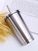 1 pcs Vacuum Flask Straw Cup Double Layer Water Cup 304 Stainless Steel