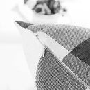Black White Retro Checkers Plaids Cotton Linen Square Throw Pillow Cover De G9C7